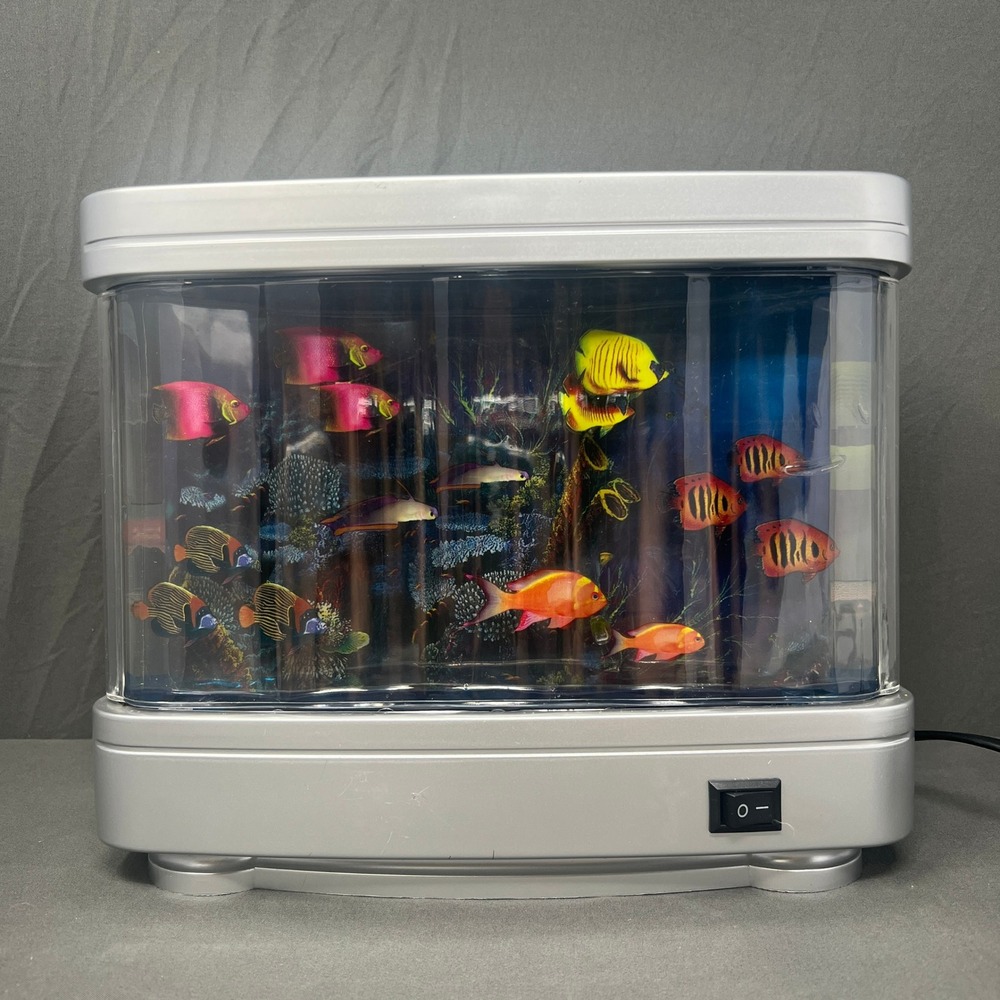 Rotating Fish Lamp Aquarium Nightlight Tropical Reef Motion Light Decor Silver